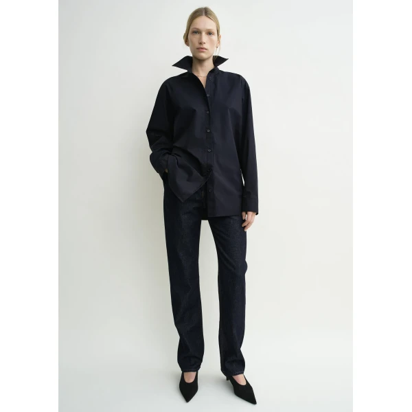 Totême Classic tumbled shirt in Midnight - Tops - Scandinavian Minimalist Luxury at Coveti