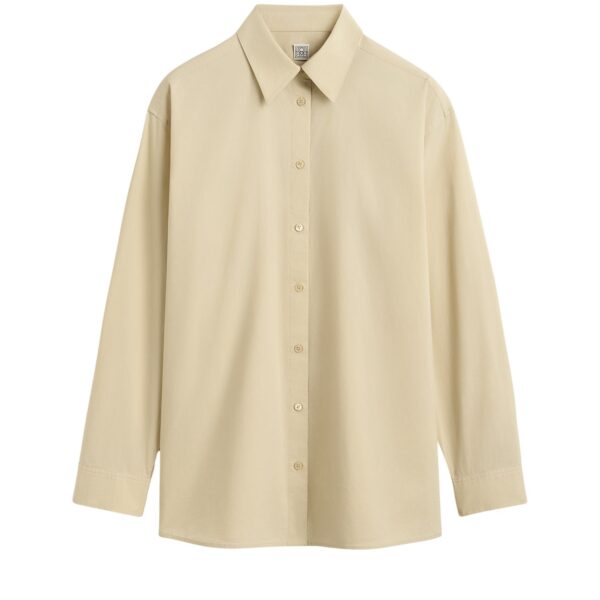 Totême Classic tumbled shirt in Peanut - Tops - Scandinavian Minimalist Luxury at Coveti