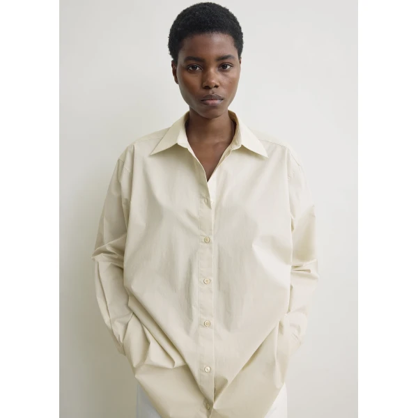 Totême Classic tumbled shirt in Pebble - Tops - Scandinavian Minimalist Luxury at Coveti