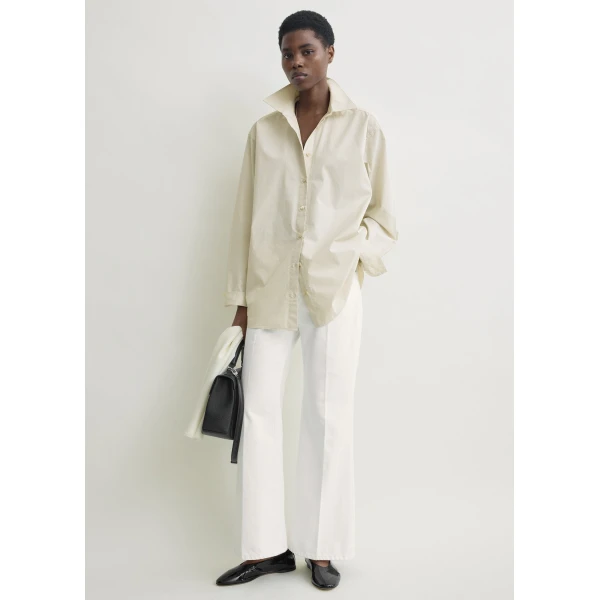 Totême Classic tumbled shirt in Pebble - Tops - Scandinavian Minimalist Luxury at Coveti