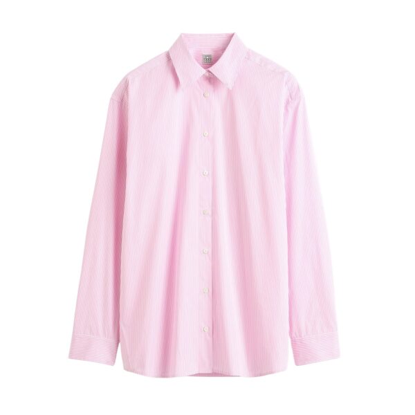 Totême Classic tumbled striped shirt in White / Bloom - Tops - Scandinavian Minimalist Luxury at Coveti
