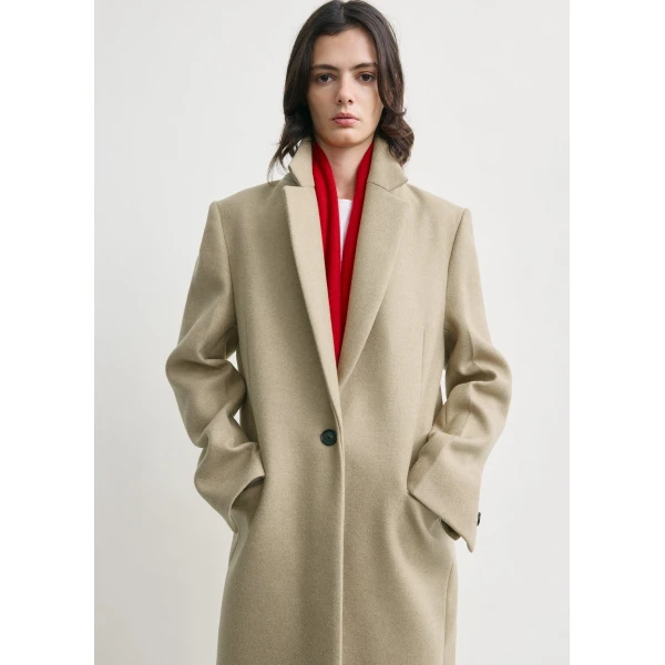 Totême Classic winter coat in Biscuit - Coats - Scandinavian Minimalist Luxury at Coveti