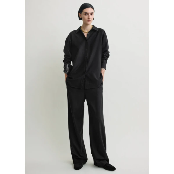 Totême Classic winter shirt in Black - Tops - Scandinavian Minimalist Luxury at Coveti