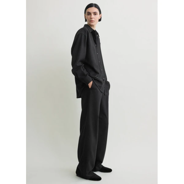 Totême Classic winter shirt in Black - Tops - Scandinavian Minimalist Luxury at Coveti
