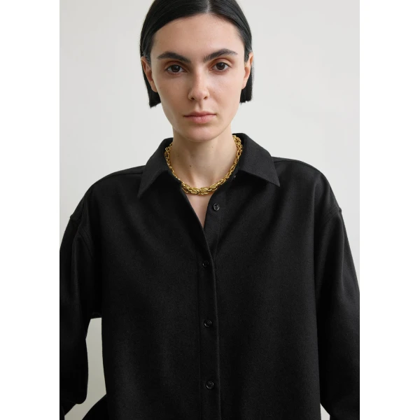 Totême Classic winter shirt in Black - Tops - Scandinavian Minimalist Luxury at Coveti