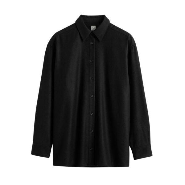 Totême Classic winter shirt in Black - Tops - Scandinavian Minimalist Luxury at Coveti