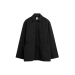 Totême Collared drawstring jacket in Black - Jackets - Scandinavian Minimalist Luxury at Coveti
