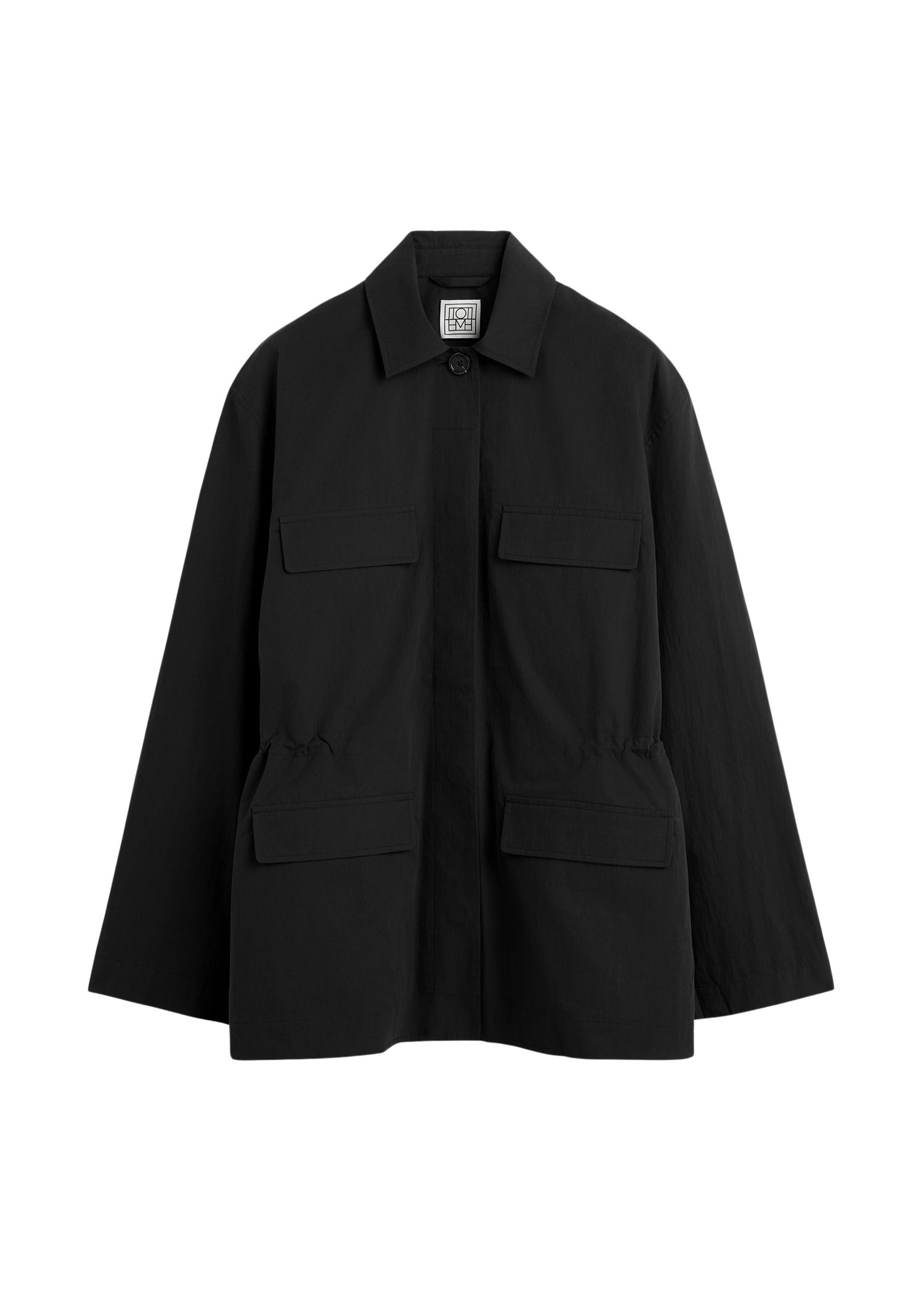 Toteme Collared drawstring jacket in Black