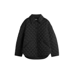 Totême Collared quilted jacket in Black - Jackets - Scandinavian Minimalist Luxury at Coveti