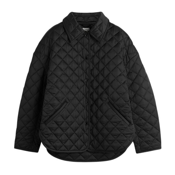 Totême Collared quilted jacket in Black - Jackets - Scandinavian Minimalist Luxury at Coveti