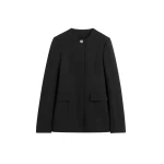 Totême Collarless cinched jacket in Black - Jackets - Scandinavian Minimalist Luxury at Coveti