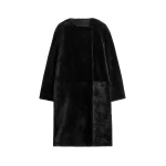 Totême Collarless shearling coat in Black - Coats - Scandinavian Minimalist Luxury at Coveti
