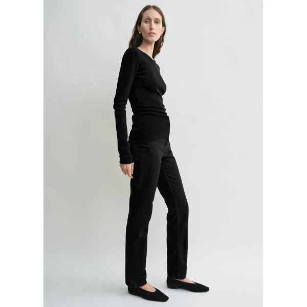 Totême Compact cotton top in Black - Knitwear - Scandinavian Minimalist Luxury at Coveti