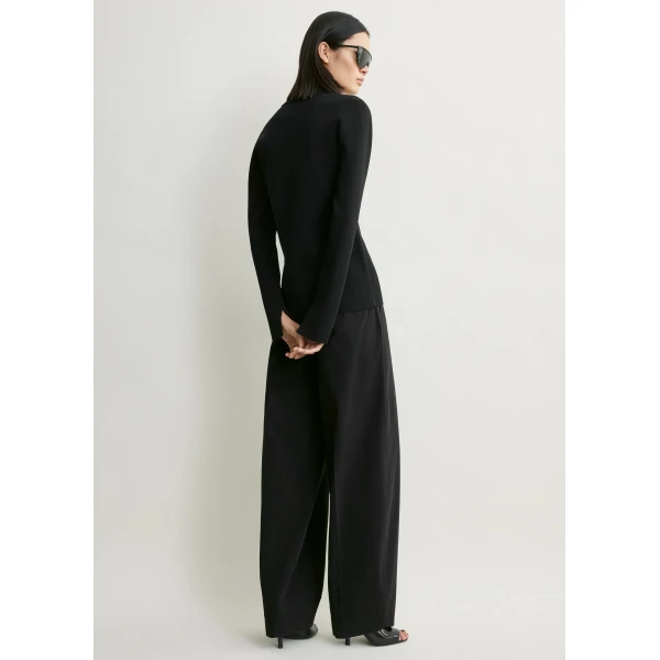 Totême Compact knit buttoned top in Black - Knitwear - Scandinavian Minimalist Luxury at Coveti
