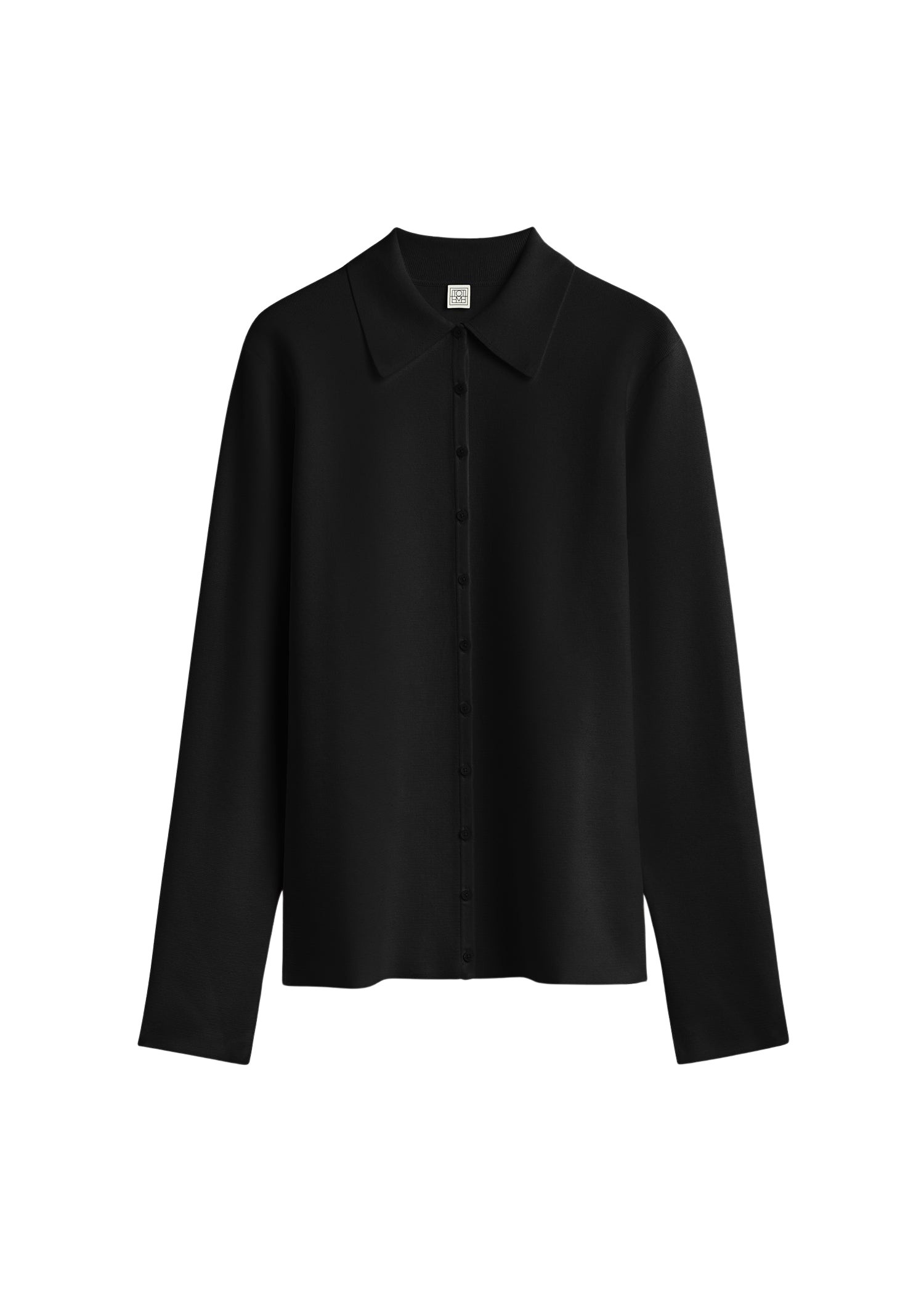 Totême Compact knit buttoned top in Black - Knitwear - Scandinavian Minimalist Luxury at Coveti