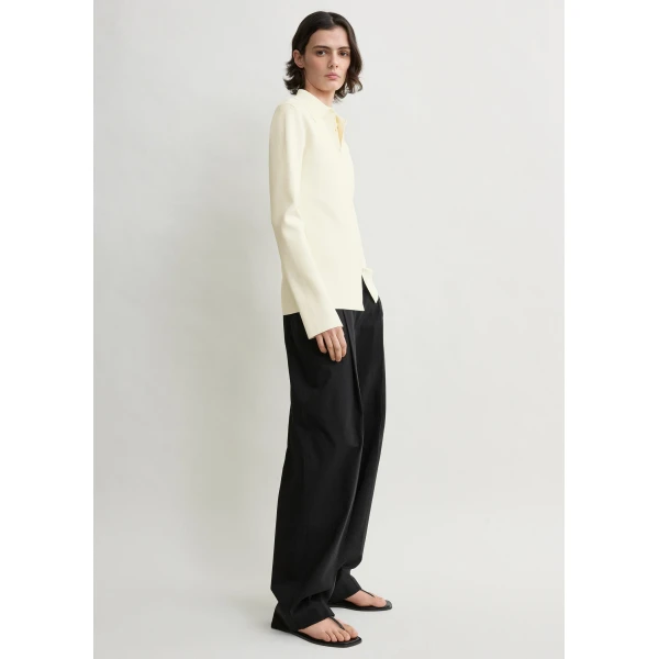 Totême Compact knit buttoned top in White - Knitwear - Scandinavian Minimalist Luxury at Coveti