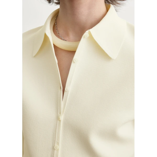 Totême Compact knit buttoned top in White - Knitwear - Scandinavian Minimalist Luxury at Coveti
