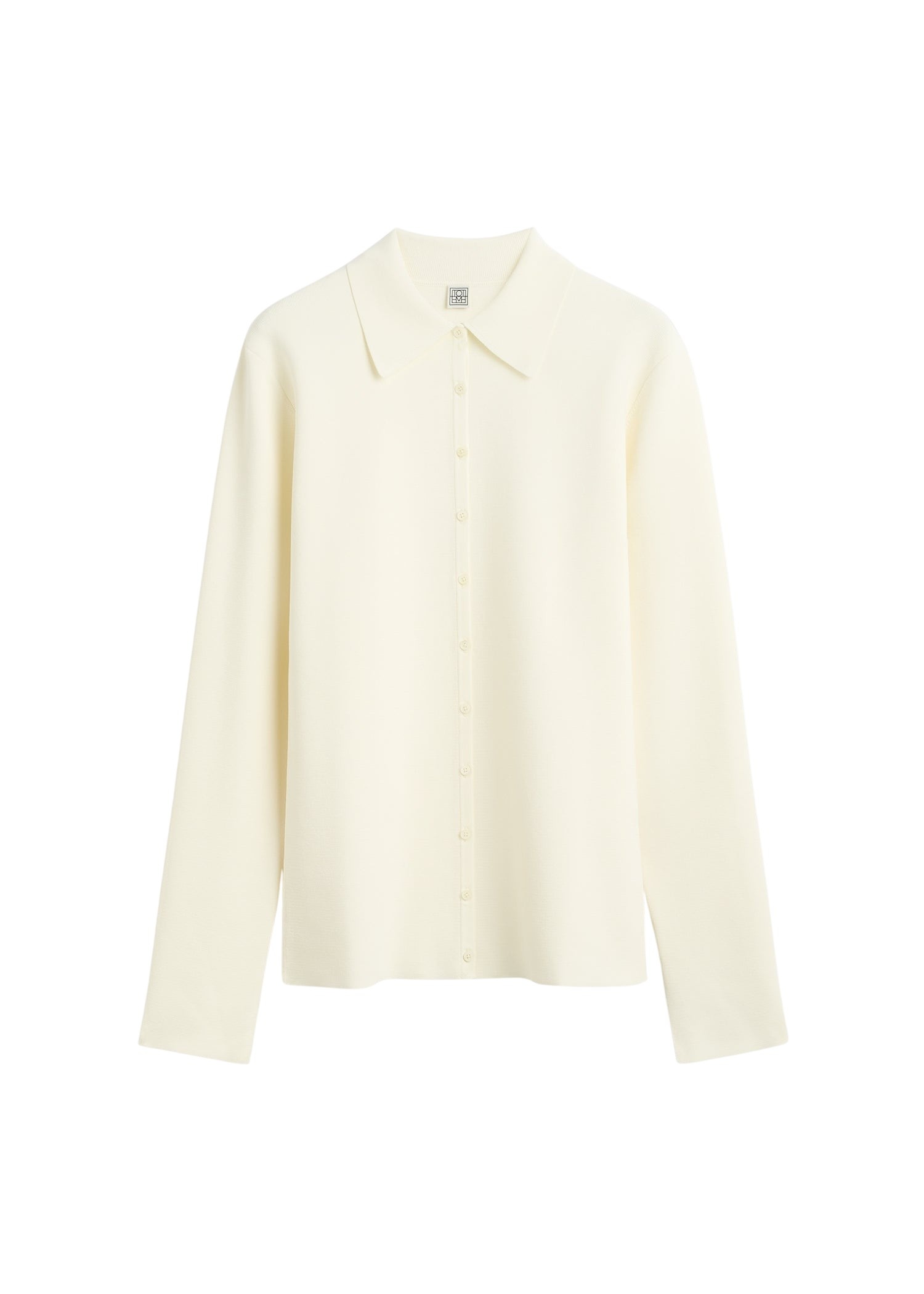 Totême Compact knit buttoned top in White - Knitwear - Scandinavian Minimalist Luxury at Coveti