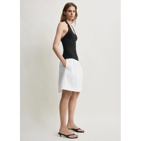 Totême Compact knit halter top in Black - Tops - Scandinavian Minimalist Luxury at Coveti