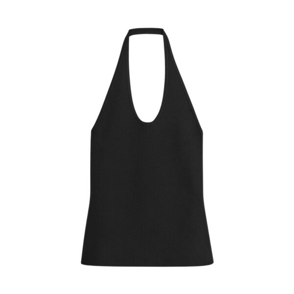 Totême Compact knit halter top in Black - Tops - Scandinavian Minimalist Luxury at Coveti