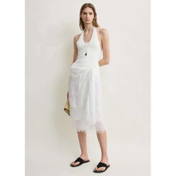 Totême Compact knit halter top in Optic white - Tops - Scandinavian Minimalist Luxury at Coveti