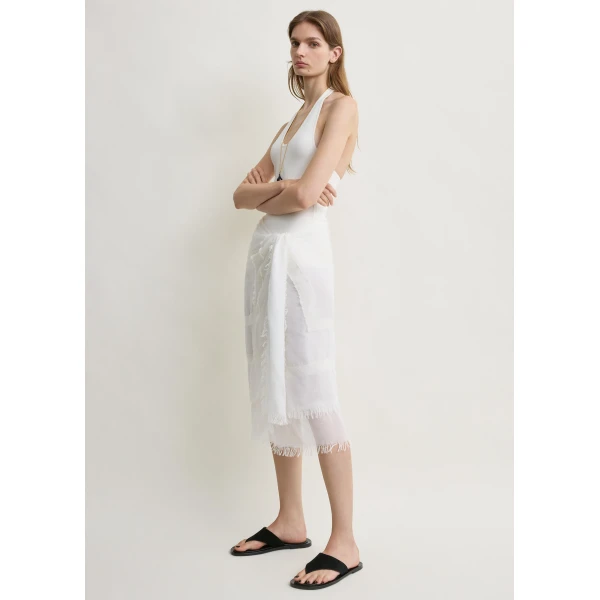 Totême Compact knit halter top in Optic white - Tops - Scandinavian Minimalist Luxury at Coveti