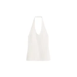 Totême Compact knit halter top in Optic white - Tops - Scandinavian Minimalist Luxury at Coveti