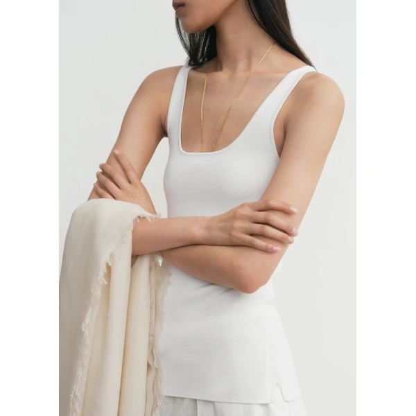 Totême Compact knit tank in White - Knitwear - Scandinavian Minimalist Luxury at Coveti