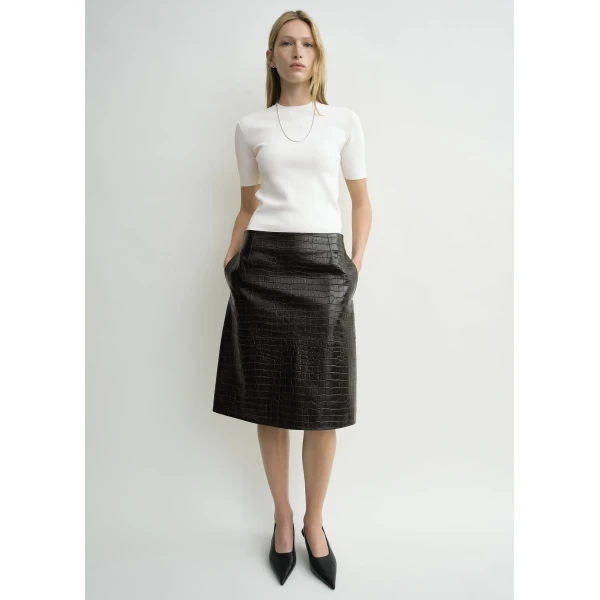 Totême Compact knit tee in Optic white - Knitwear - Scandinavian Minimalist Luxury at Coveti