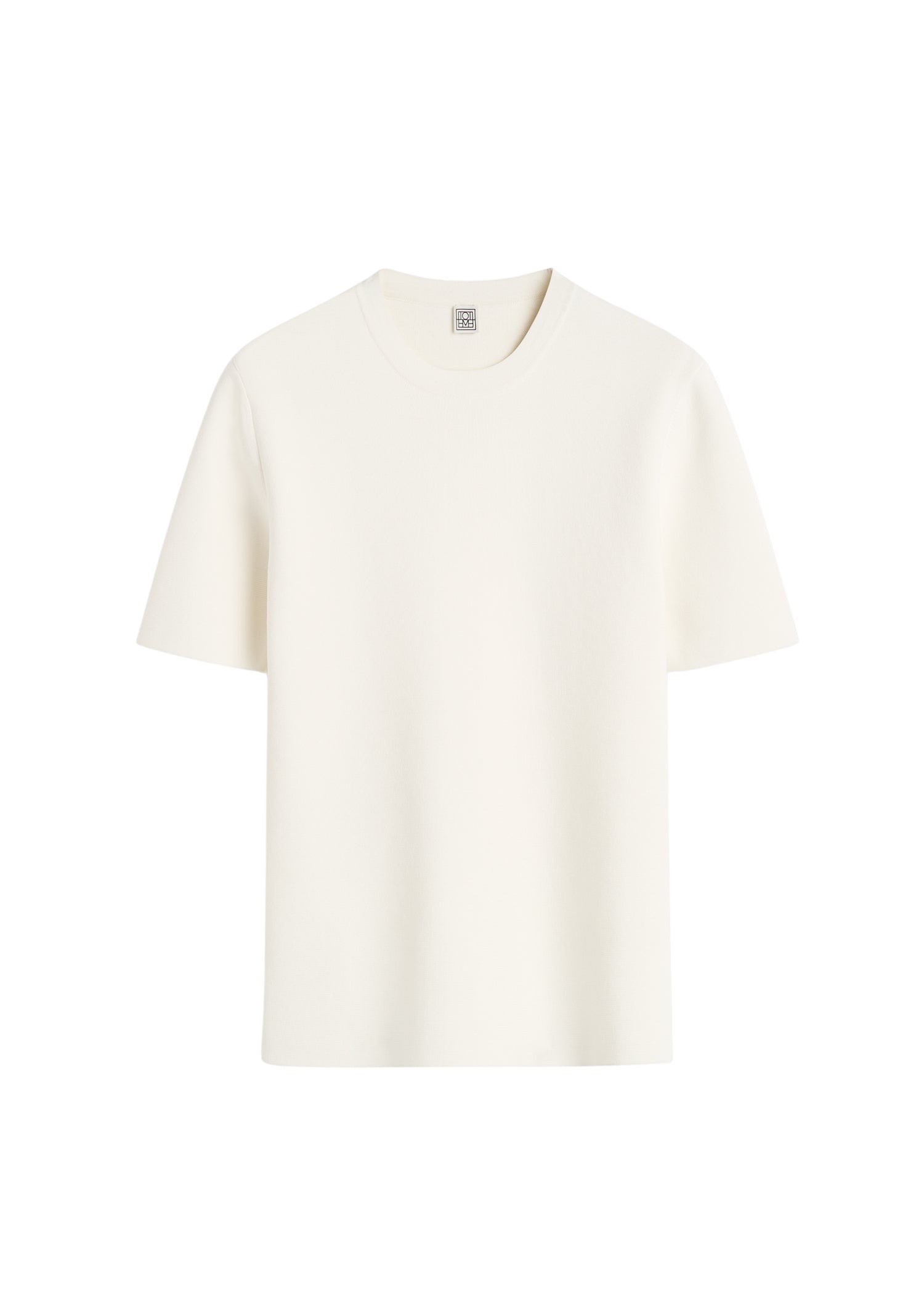 Totême Compact knit tee in Optic white - Knitwear - Scandinavian Minimalist Luxury at Coveti