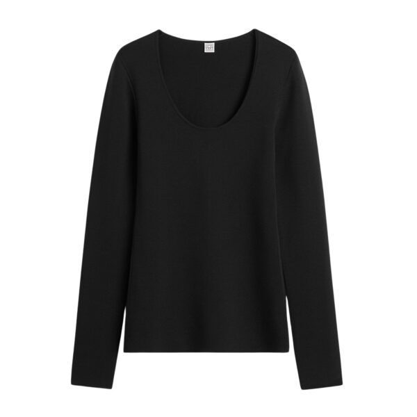 Totême Compact knit top in Black - Knitwear - Scandinavian Minimalist Luxury at Coveti