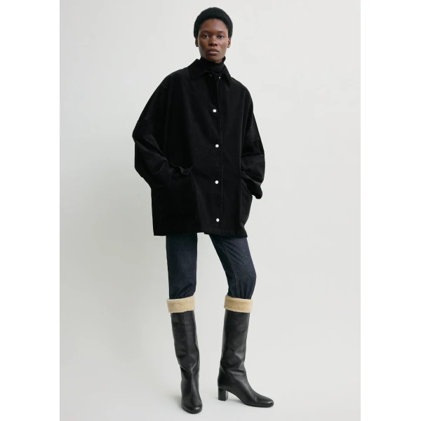 Totême Cord overshirt jacket in Black - Jackets - Scandinavian Minimalist Luxury at Coveti