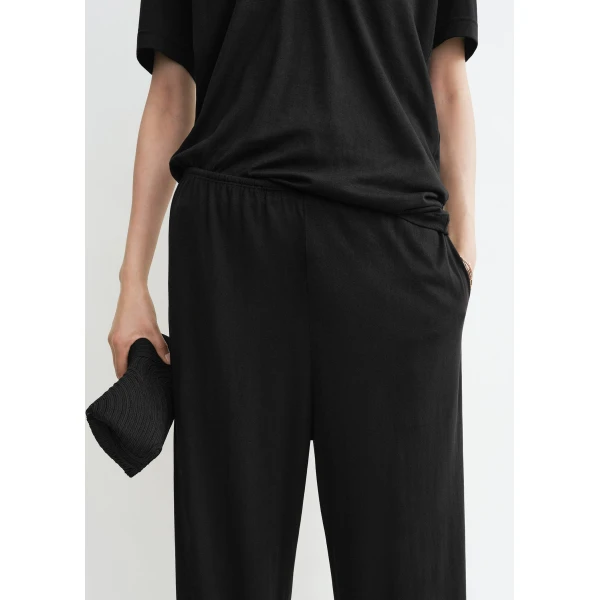 Totême Cotton silk pj bottoms in Black - Pants - Scandinavian Minimalist Luxury at Coveti