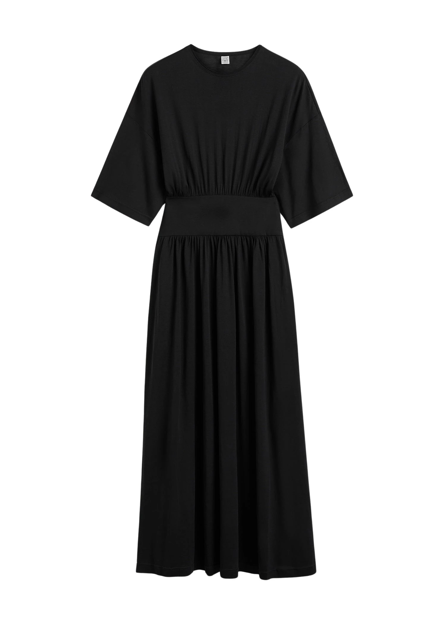 Toteme-Cotton-silk-tee-dress-in-Black14509_nobg Totême Cotton silk tee dress in Black - Dresses - Scandinavian Minimalist Luxury at Coveti