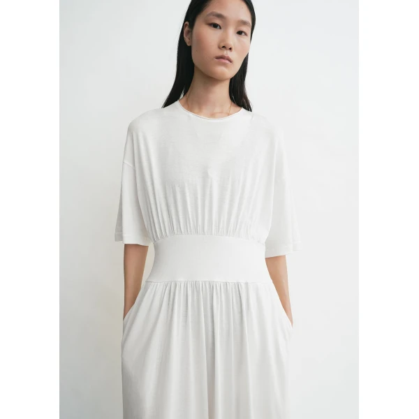 Totême Cotton silk tee dress in Off-white - Dresses - Scandinavian Minimalist Luxury at Coveti