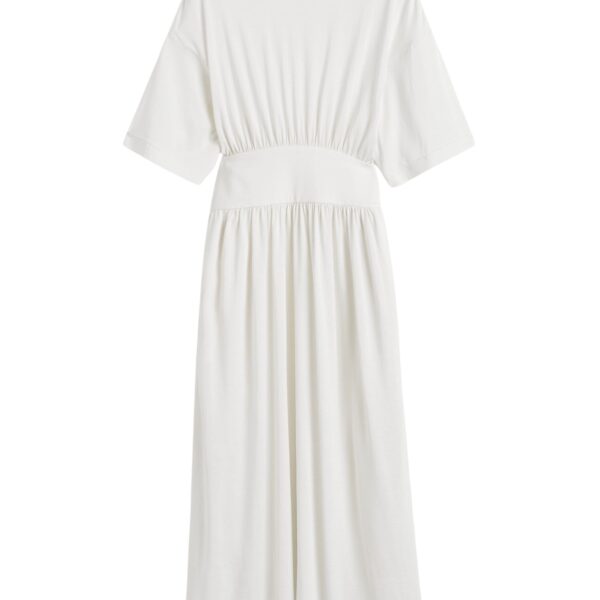 Totême Cotton silk tee dress in Off-white - Dresses - Scandinavian Minimalist Luxury at Coveti
