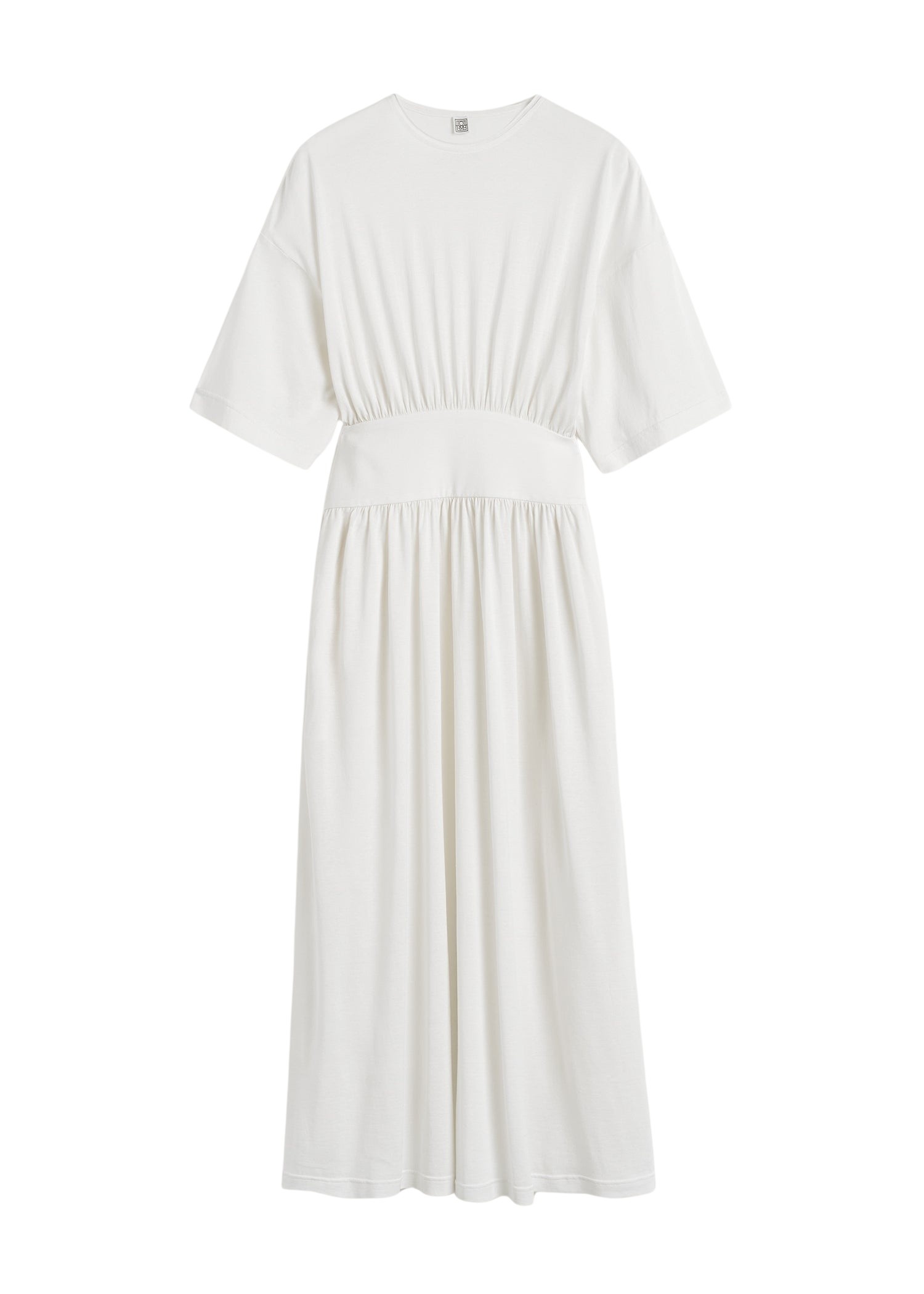 Totême Cotton silk tee dress in Off-white - Dresses - Scandinavian Minimalist Luxury at Coveti