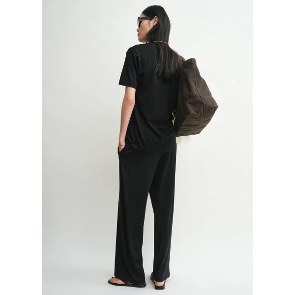 Totême Cotton silk tee in Black - Tops - Scandinavian Minimalist Luxury at Coveti
