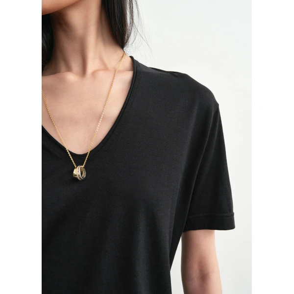 Totême Cotton silk tee in Black - Tops - Scandinavian Minimalist Luxury at Coveti