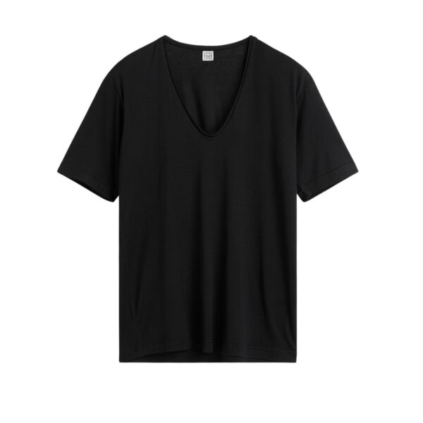 Totême Cotton silk tee in Black - Tops - Scandinavian Minimalist Luxury at Coveti