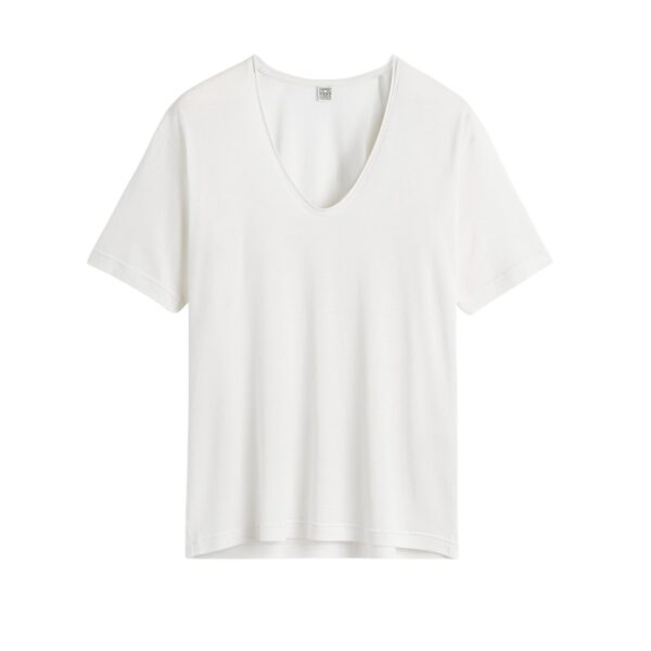 Totême Cotton silk tee in Off-white - Tops - Scandinavian Minimalist Luxury at Coveti