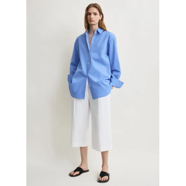Totême Cotton summer shirt in Cornflower - Tops - Scandinavian Minimalist Luxury at Coveti