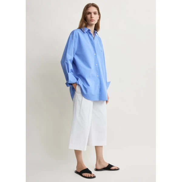 Totême Cotton summer shirt in Cornflower - Tops - Scandinavian Minimalist Luxury at Coveti