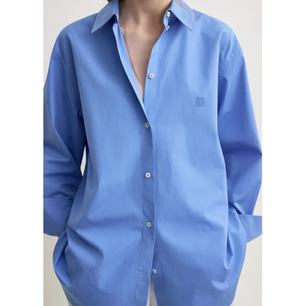 Totême Cotton summer shirt in Cornflower - Tops - Scandinavian Minimalist Luxury at Coveti