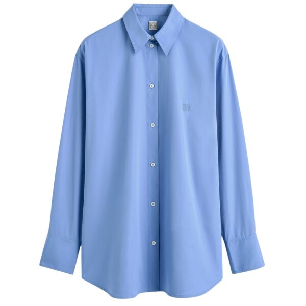 Totême Cotton summer shirt in Cornflower - Tops - Scandinavian Minimalist Luxury at Coveti