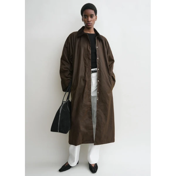 Totême Country coat in Bark - Coats - Scandinavian Minimalist Luxury at Coveti