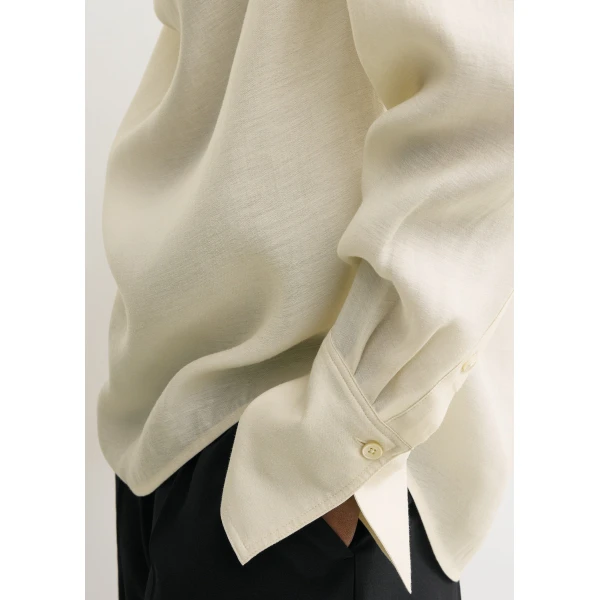 Totême Cowl blouse in Ecru - Tops - Scandinavian Minimalist Luxury at Coveti