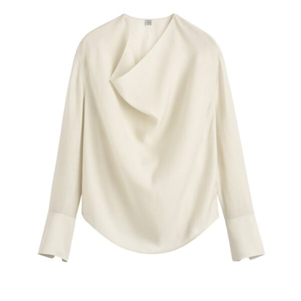 Totême Cowl blouse in Ecru - Tops - Scandinavian Minimalist Luxury at Coveti
