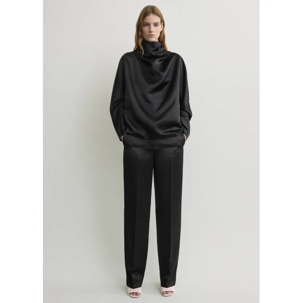 Totême Cowl neck blouse in Black - Tops - Scandinavian Minimalist Luxury at Coveti