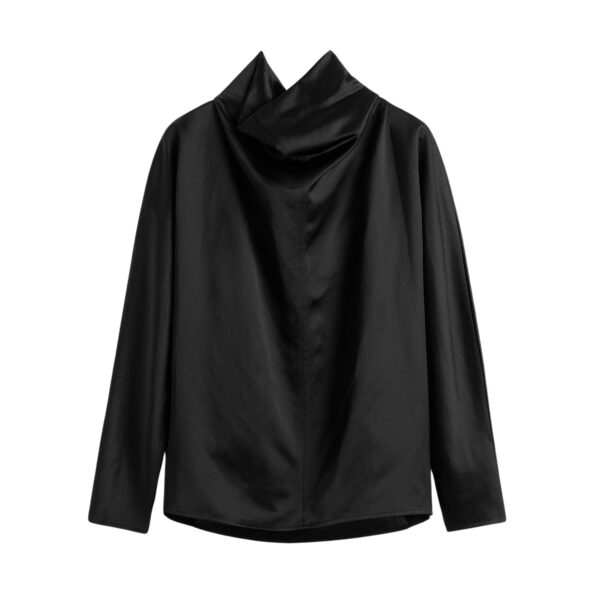 Totême Cowl neck blouse in Black - Tops - Scandinavian Minimalist Luxury at Coveti